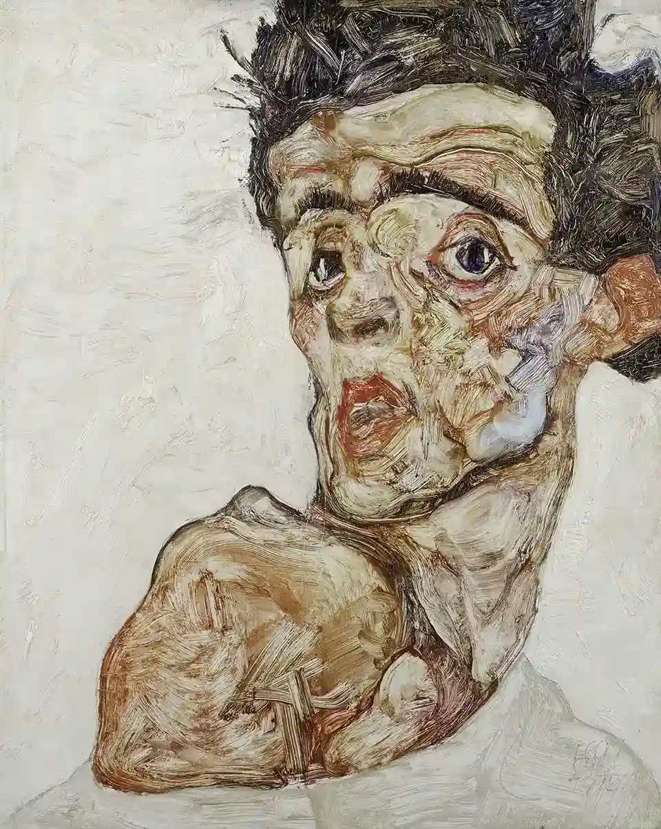 Self Portrait with Raised Bare Shoulder